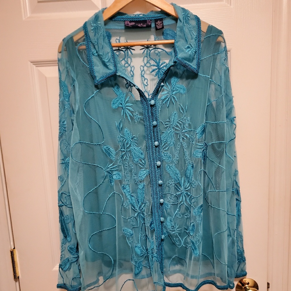 Teal Button Down